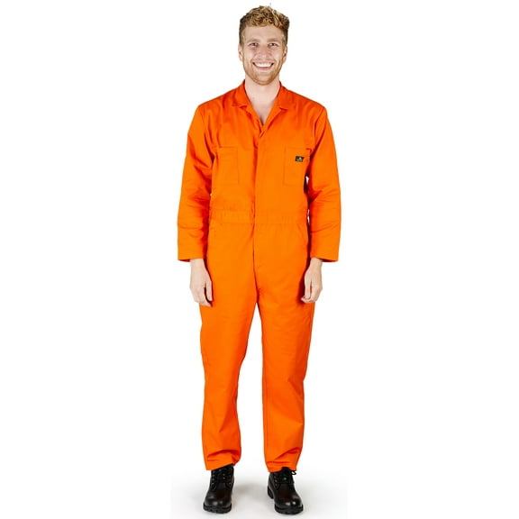 Natural Workwear Adult Unisex Mens Big & Tall Long Sleeve Coverall Orange X-LargeTall - Runs 1 Size Small