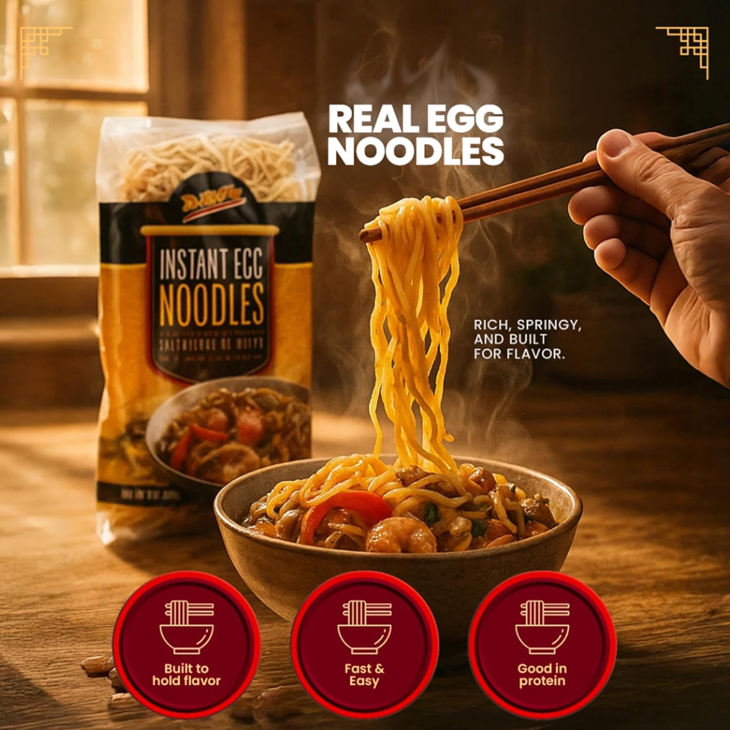 De Mi Pais Egg Noodles, Traditional Instant Egg Noodles for Soup, Stir-Fry, Pasta or Ramen, 14 oz, 3-Pack
