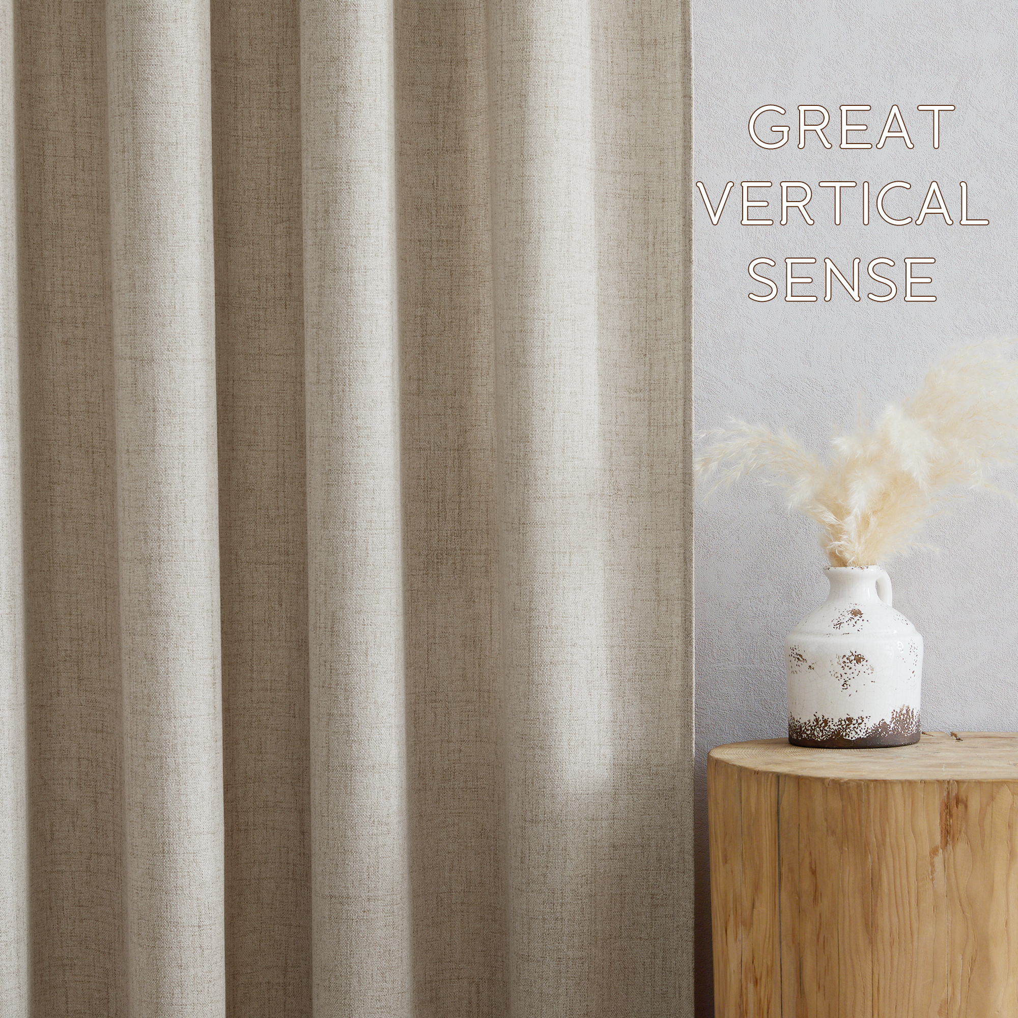 NICETOWN 52x84 Faux Linen Semi-Sheer Curtain Panels, Oatmeal photo 3