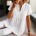 thumbnail image 2 of Vestidos Casuales Para Mujer, Blusas De Mujer De Moda Blusa tipo jersey con cuello en V y mangas cortas de color liso para mujer, 2 of 6