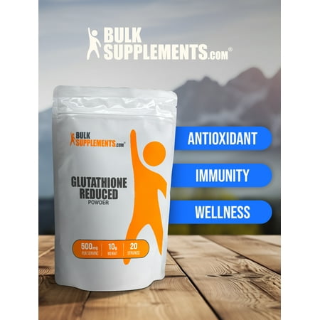 BulkSupplements Glutathione Powder - Reduced Form, 500mg per Serving, 10g (0.35 oz) - 20 Servings