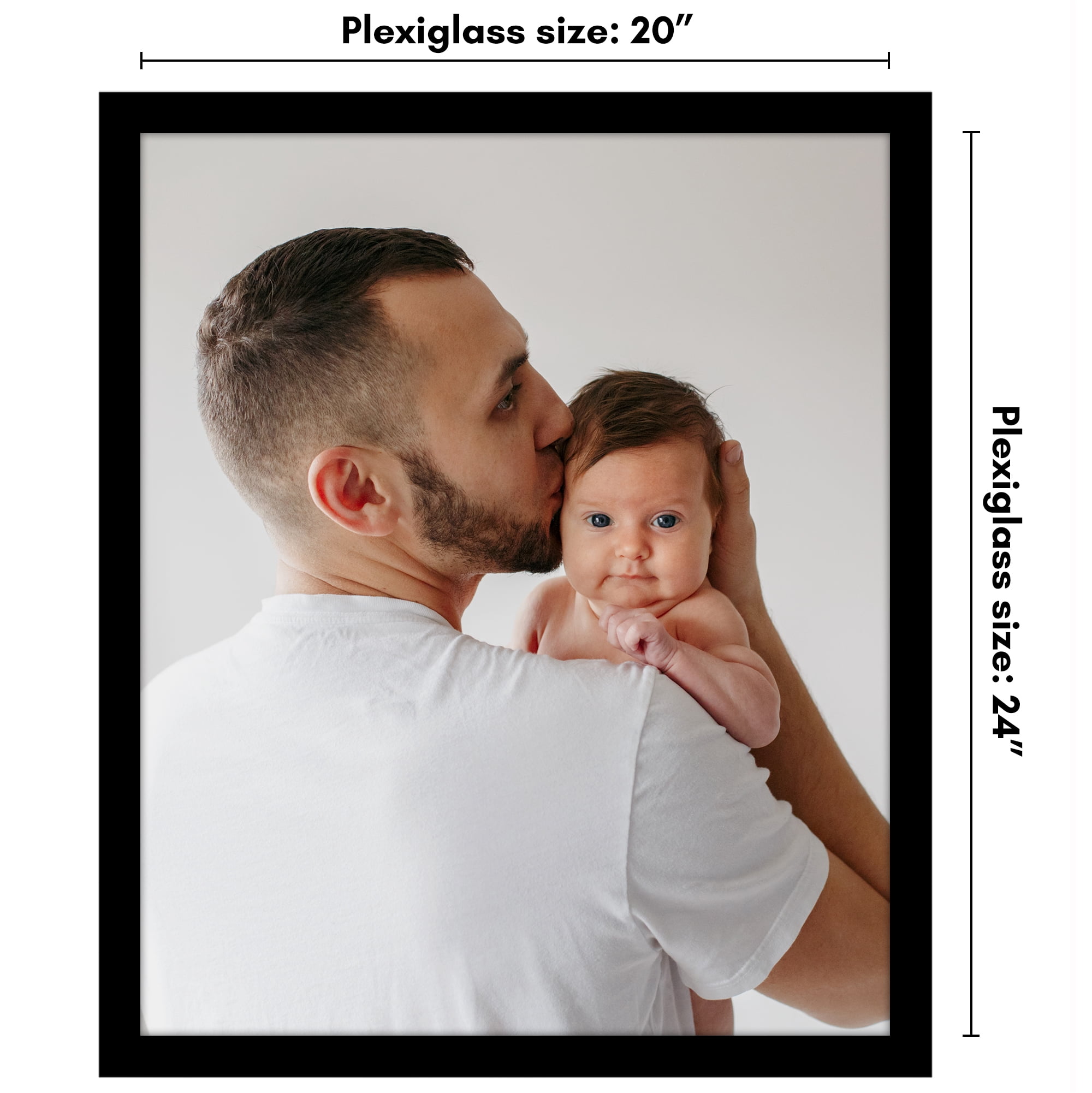 Americanflat 20x24 Picture Frame with Polished Plexiglass Wide Photo Frames Made Vertical Horizontal - Black