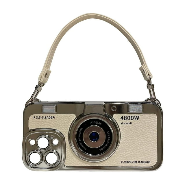 GUANGHONG Electroplated Camera Phone with Hand Strap Vintage Style Camera Design Phone for IPhone 14 13 12 11 Pro Max