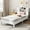 White, variant on Gymax Twin Size Bed Frame Wooden Platform Bed Kids Bed Frame w/ Bookcase Headboard White