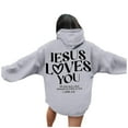 thumbnail image 6 of Jesus Loves You Hoodie Christian Sweatshirt for Teen Girls Long Sleeve Jesus Hoodies Religious Sayings Pullover Hoodies Oversized Bible Verse Sweater Gray L, 6 of 6