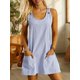 thumbnail image 3 of Vestido De Cuello Redondo Con Estampado De Rayas, Vestido Casual Sin Mangas Con Bolsillos, Ropa De Mujer, 3 of 4