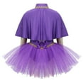 thumbnail image 3 of Sxiwei Kids Girls Show Costume Leotard Tutu Drerss with Cape Arm Sleeve Halloween Cosplay Party Dress Purple 10, 3 of 7