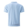 thumbnail image 4 of Men's Full Zip Polo Shirt Short Sleeve 3D Geometric Jacquard Lapel Collar Regular Fit Stretch Casual Business Tops for Daily Office Street Wear,3XL, 4 of 4