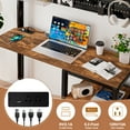 thumbnail image 5 of VNT Rustic Bunk Bed with Desk, Led Lights & Charging Station, Metal L-Shaped Twin Over Twin Beds, Loft Bed with Safety Guardrail and Ladder, 5 of 7