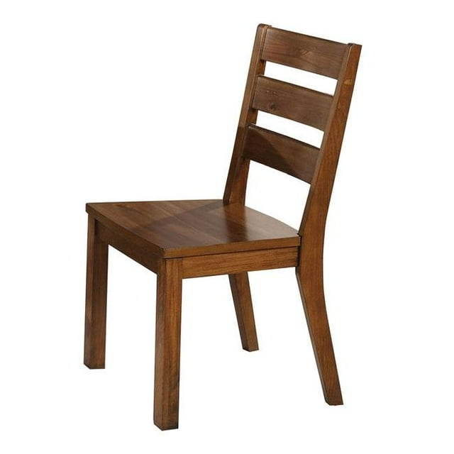 Benzara BM203974 Transitional Wooden Side Chair with Ladder Back, Brown - Set of 2
