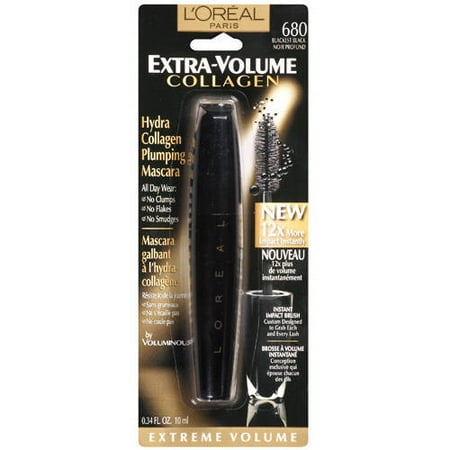 L'Or ©al Paris Voluminous Extra Volume Collagen Washable Mascara, Blackest Black, 0.34 Fl Oz