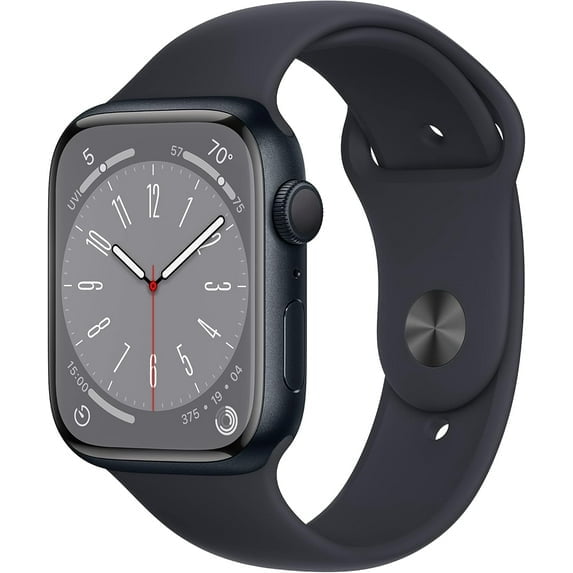 Restored Apple Watch Series 8 GPS 45mm Midnight Aluminum Case with Midnight Sport Band - S/M (Refurbished)
