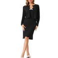 thumbnail image 2 of Pijamas de mujer INSPIRE CHIC con shrug, tirantes de espagueti, escote en V, vestido de noche hasta la rodilla, color negro, 2 of 6