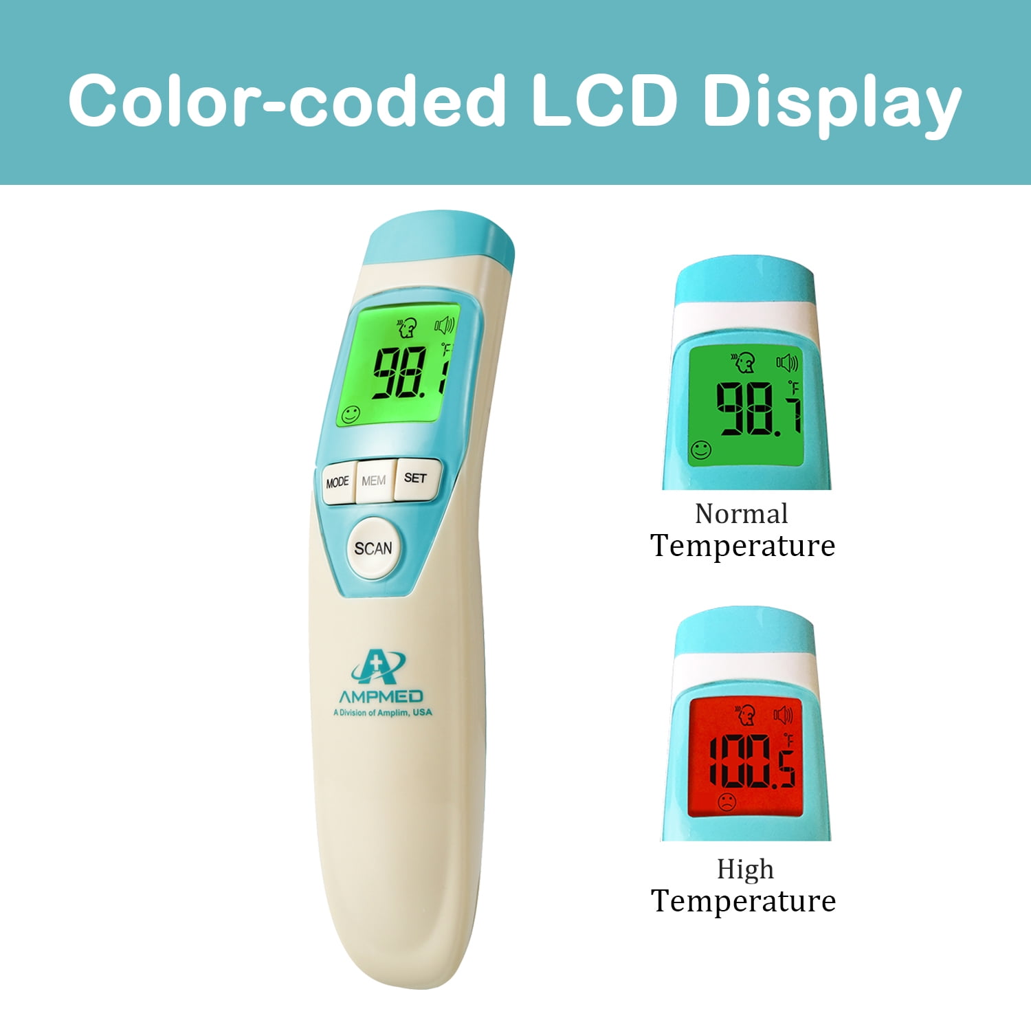 Non-Contact Forehead Thermometer, Amplim Touchless Digital IR Infrared Thermometer for Baby, Kids and Adults, FSA HSA Approved, Hospital Medical Grade, Sand
