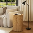thumbnail image 6 of Finmind Small End Table, Wood Round Drink Table, Farmhouse Side Table with Pedestal Base for Living Room, Bedroom Nightstand, Plant Stand, Natural, 6 of 7