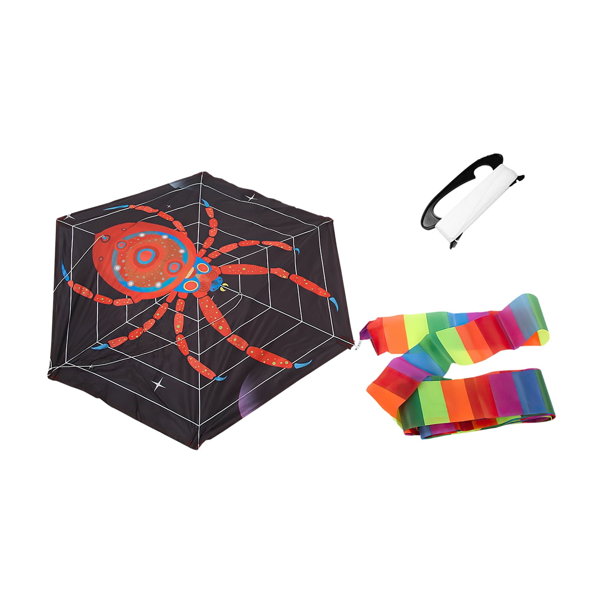 Kepooman Cartoon Red Spider-Print Kite with Long Colorful Tail, Single Line Kite Flying for Adulte Kids Kepooman Cartoon Red Spider-Print Kite with Long Colorful Tail, Single Line Kite Flying for Adulte Kids