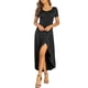 thumbnail image 1 of Maxi vestidos de mujer de verano sólido casual Rounk cuello manga corta fluido alto bajo vestido Fridja qw2527, 1 of 9