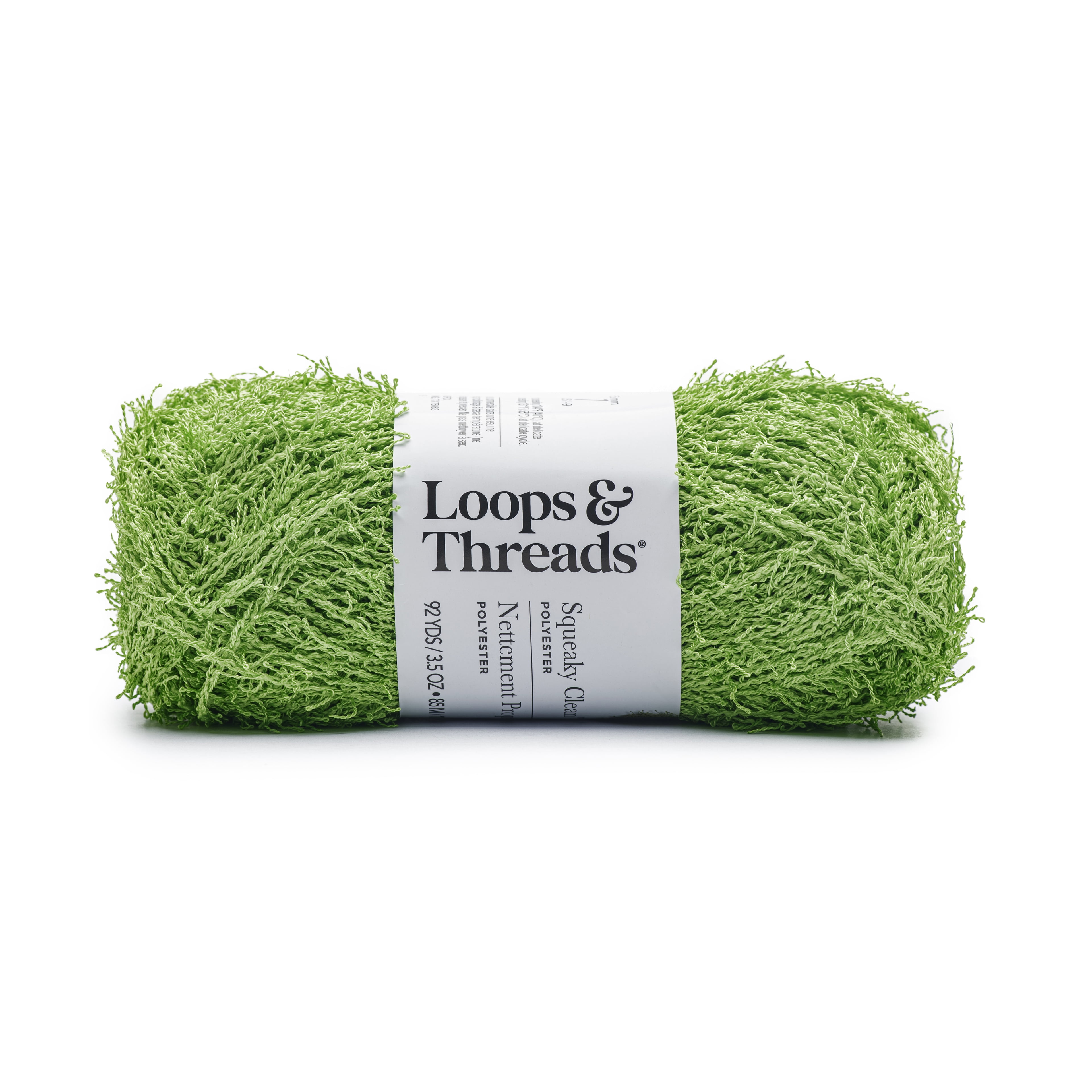 (3 pack) Squeaky Clean Solid Yarn by Loops & Threads - Yarn for Knitting - Crochet - Weaving - and Arts & Crafts - Green - Polyester - 3.5 oz