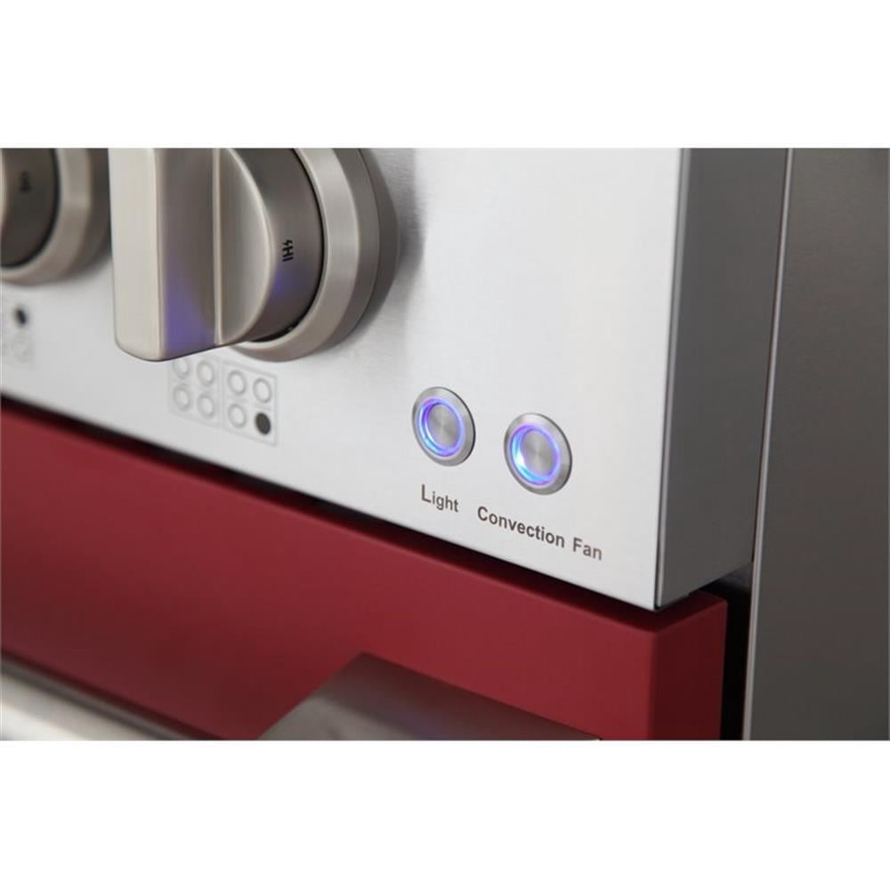 Pemberly Row 48" Stainless Steel Propane Gas Range in Silver/Red