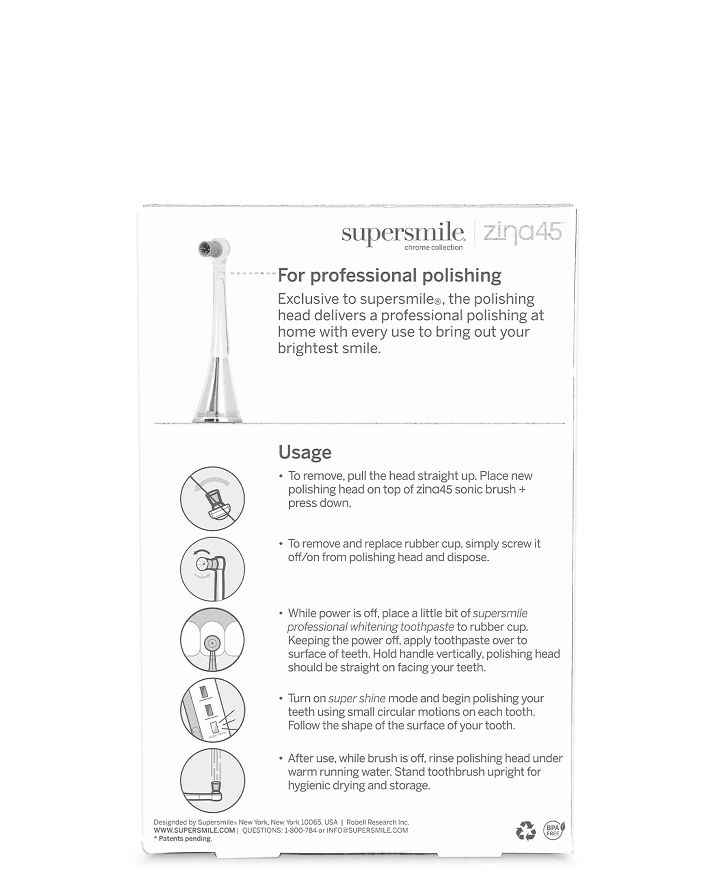 Supersmile Zina45 Replacement Polishing Head, Silicone Cup, Silver