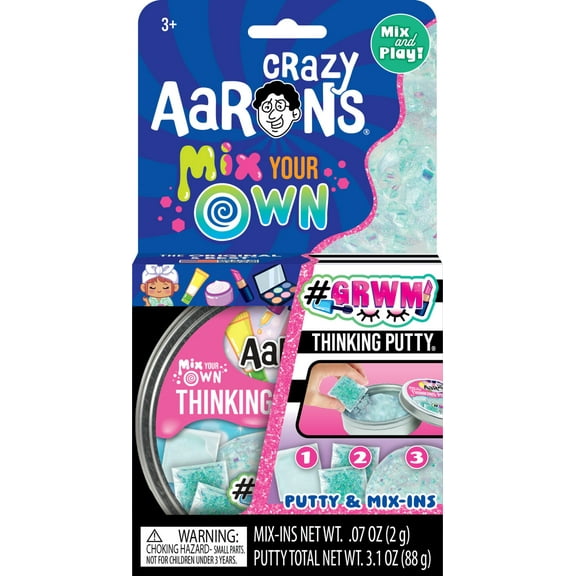 Crazy Aaron’s #GRWM Mix Your Own Thinking Putty, Clear with Iridescent Colorizer, Ages 3 and Up