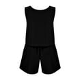 thumbnail image 5 of Women's Sleeveless Solid Color Two Piece Set - High Waist Loose Shorts - Spring Summer Casual Outfit - Breathable Fabric, 5 of 5