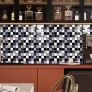 Peel and Stick Backsplash 10-Sheet 4x4 Self Adhesive Mosaic Stick on Backsplash for Kitchen Marble Tile Sticker for Bathroom Kitchen Laundry Room Camper Shower Black