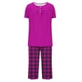 thumbnail image 4 of yievot Womens Capri Pajama Sets Short Sleeve Top and Capri Pant Set Soft Sleepwear Printed 2 Piece Lounge Sets, 4 of 7