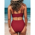 thumbnail image 2 of Cupshe Women's Bikini Sets Two Piece Swimsuit High Waisted V Neck Twist Front Adjustable Spaghetti Straps Bathing Suit, Size XS-XL, 2 of 6