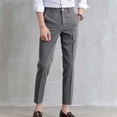 thumbnail image 2 of JAKANYQ Men's Pants Summer Slim Fit Small Foot Casual Business Cropped Suit Pants Trouser Skin-Friendly Relaxed, 2 of 5