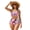 Pink Tropical Flowers, variant on Garronmavis Women's 2 Piece Bikini Set High Waisted Tummy Control Swimsuits Retro Floral Twist Front Crisscross Tie Back Halter Bathing Suit Swimwear