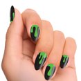 thumbnail image 4 of Halloween Expressions 24pc Self-Adhesive Press-on Nails - Black w/ Green Slime, 4 of 5