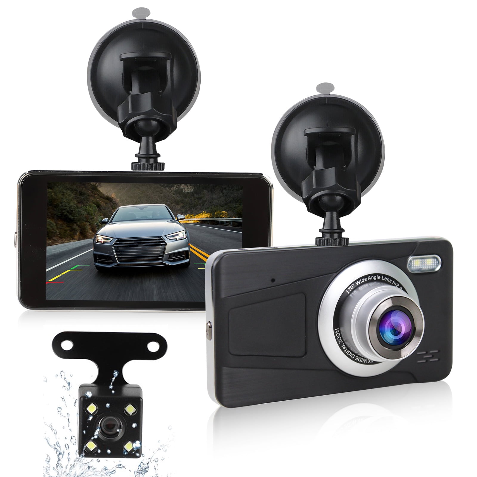 Watt gijzelaar Wonen Car Dual Dash Cam, EEEkit 1080P Front and 720P Rear Dual Lens Dash Camera  with Night Vision, 170° Wide Angle, 4inch IPS Display, Car DVR Dashboard  Driving Recorder with G-Sensor/ Motion Detection -