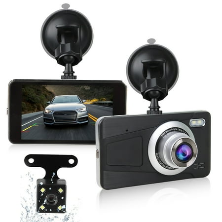 Car Dual Dash Cam, EEEkit 1080P Front and 720P Rear Dual Lens Dash Camera with Night Vision, 170° Wide Angle, 4inch IPS Display, Car DVR Dashboard Driving Recorder with G-Sensor/ Motion Detection