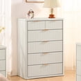 thumbnail image 3 of LEYAOYAO Fluted Dresser Set of 3, 2+4 Drawer Dresser and 2 Two-Drawer Nightstands with Open Storage Shelves, Bedroom Furniture with Charging, White, 3 of 9