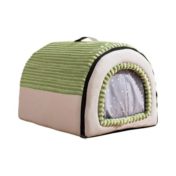 Dog Cave Bed with Door Flap, Enclosed Winter Warm Cat House Tent & Small Dog Hideout, Portable Pet Bed with Reversible Washable Cushion for Indoor Puppy & Cat