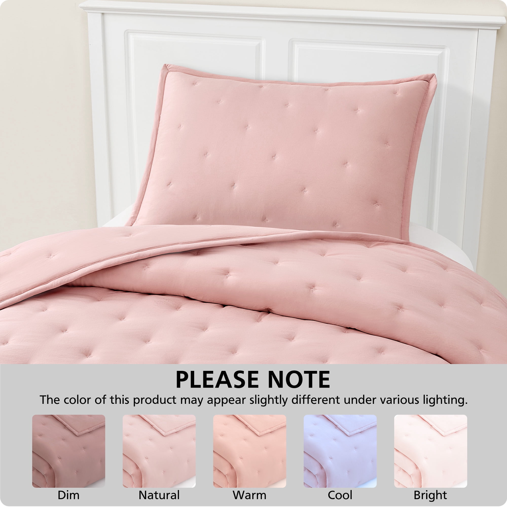 Mainstays Twin/Twin XL Comforter Set, All-Season, 2-Piece, Pink