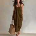 thumbnail image 2 of Women's Boho Style Sleeveless Maxi Dress U Neck Loose Shift Dress Beach Vacation Flowy Long Dress Lightweight Summer Sundress Brown, 2 of 7