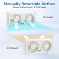 thumbnail image 3 of Torando 9 Inch Dual Window Fan with 2-Speed Adjustable, 22-33 Inch Expandable, Manual Air Intake & Exhaust Control, 60W Power, Ideal for Home, Office, Bedroom, Kitchen, White Window Fan, 3 of 7