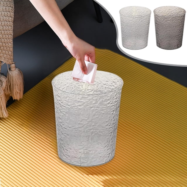 mfyjkho Papelera de baño, transparente, grande, con rayas verticales, con patrón ondulado, ligera, ideal para el hogar, moderna, para cocina y oficina.