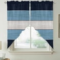thumbnail image 2 of Green Wood Grain Swag Valances for Windows, Kitchen Window Curtains Over Sink, Rustic Retro Wooden Plank Farmhouse Window Treatment Curtains for Living Room/Bedroom Curtains 2 Panel Sets 36"x45", 2 of 8