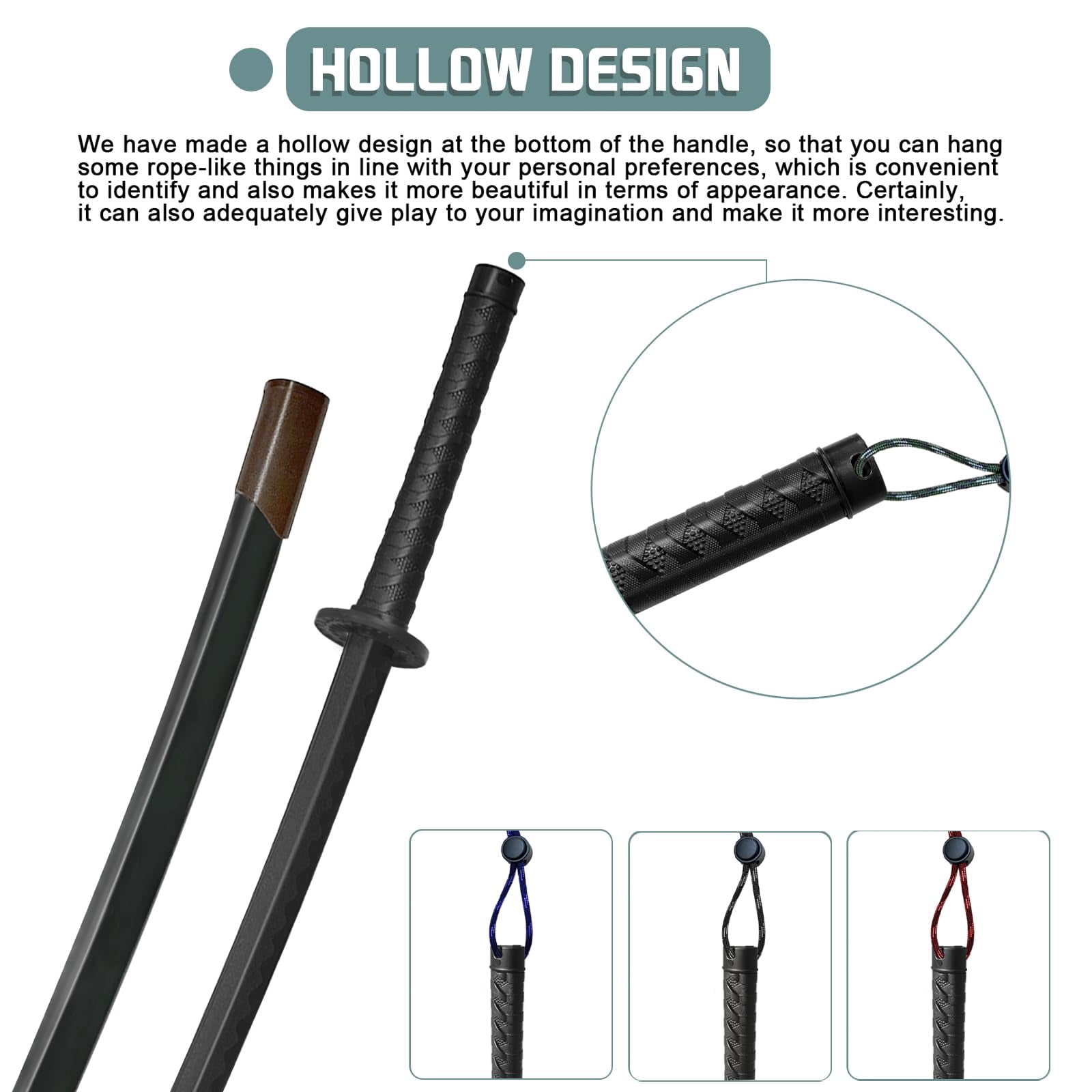 BJDJ Katana Sword high Toughness Polypropylene Performing Training (41\") Black Katana Practice Scabbard Cosplay Aikido (Black)