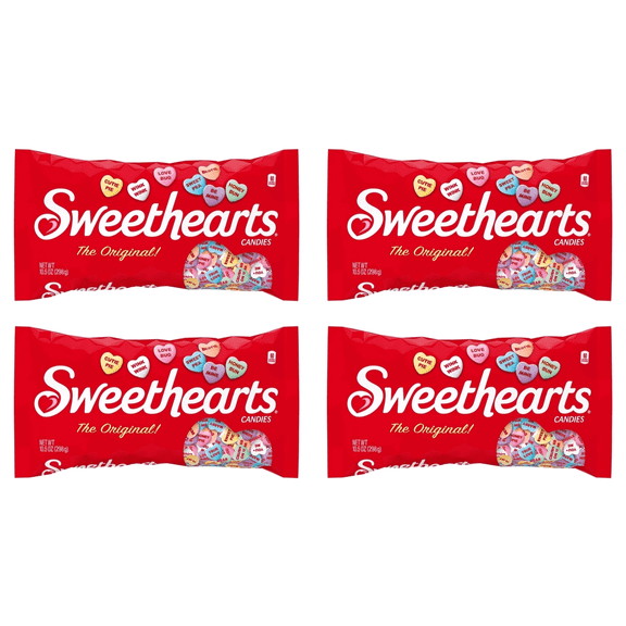 Sweethearts Conversation Hearts Valentine's Day Candy 4 Pack, 10.5 oz Bags