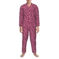 thumbnail image 3 of Sikiie Flowers With Green Leaves Mens Pajama Set, Soft Warm Long Sleeve Sleepwear, Cozy Button-Down Pjs for Men-XX-Large, 3 of 7