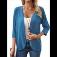 thumbnail image 1 of Cárdigan para Mujer, Cuartos, Color Liso, Informal, Chaqueta Corta, 2025 Azul M, 1 of 10