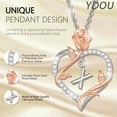 thumbnail image 2 of Ydou Rose Heart Initial Necklace for Women, 14K White Gold Plated Love Heart Letters with Rose Flower Pendant Necklace for Women, 2 of 9