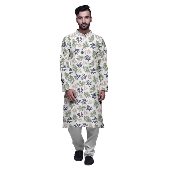 Atasi Party Wear Kurta Pajama For Men Mandarin Collar Ethnic Printed Kurta Set