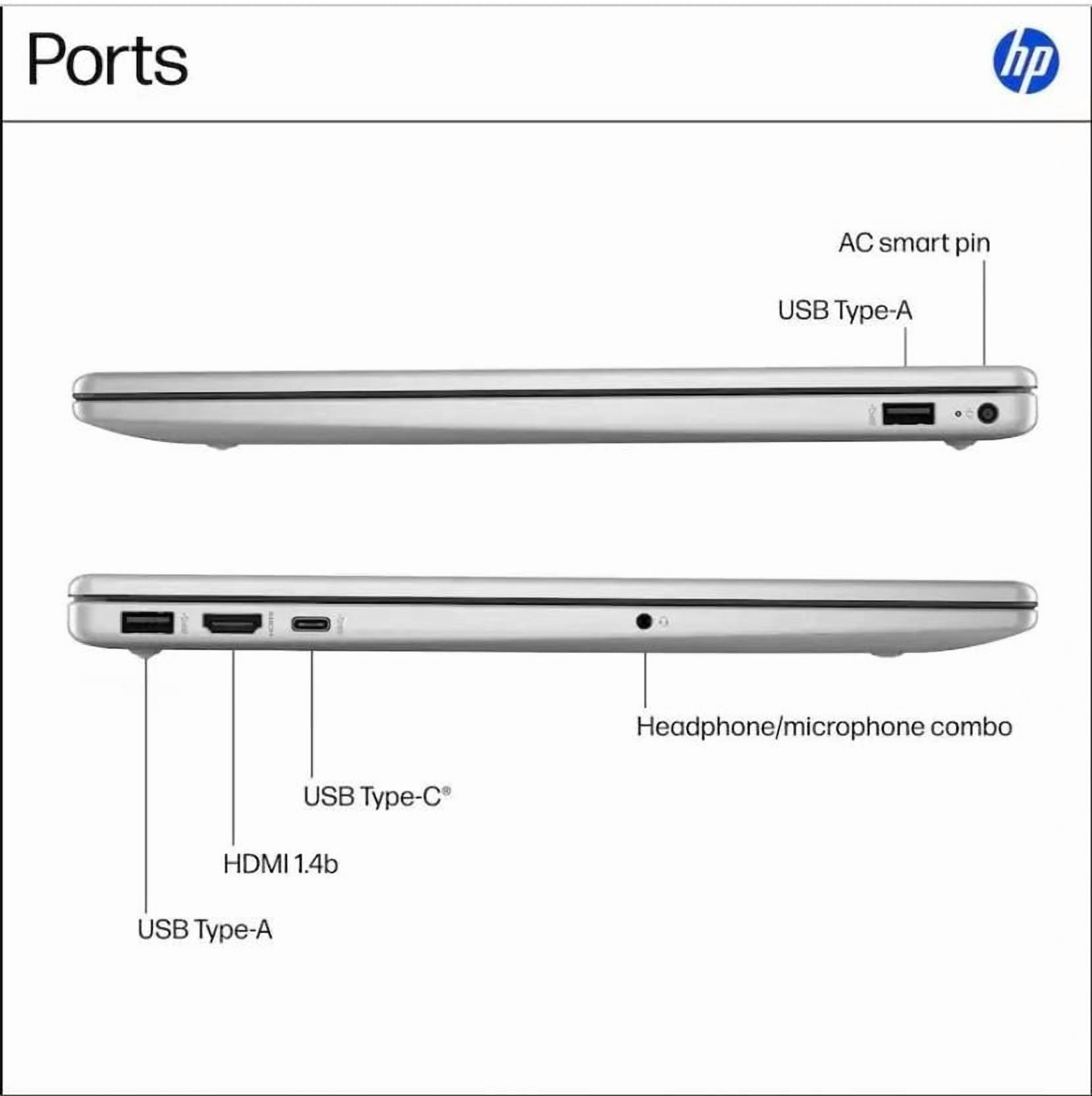 HP 15.6" FHD Touchscreen Laptop AMD Ryzen 5 7520U 8GB RAM 512GB SSD Copilot AI Key Windows 11 Home Natural Silver