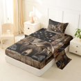 thumbnail image 2 of Castle Fairy Rustic American Flag Twin Sheets 3pcs,Jungle Animal Bear Bedding,Brown Black Tan,1 Fitted Sheet, 1 Flat Sheet and 1 Pillowcase, 2 of 6