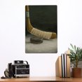 thumbnail image 2 of Hockey Stick and Puck, Oil Painting (12x18 Aluminum Art, Indoor Outdoor Metal Sign Decor), 2 of 5